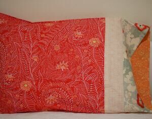 Handmade Floral Pillowcase, Red Vines Kaffe Fassett Fabric